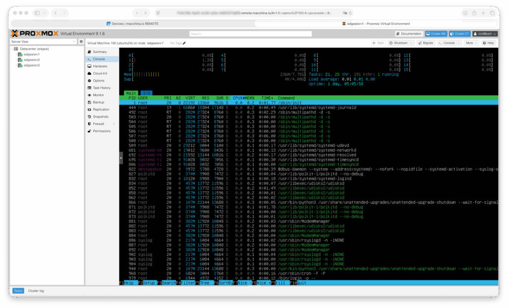 Proxmox VE web user interface